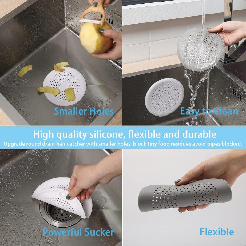 Zareline™ 2-Pack Silicone Shower Drain Hair Catcher with Suction Cups - Black Anti-Slip Strainer