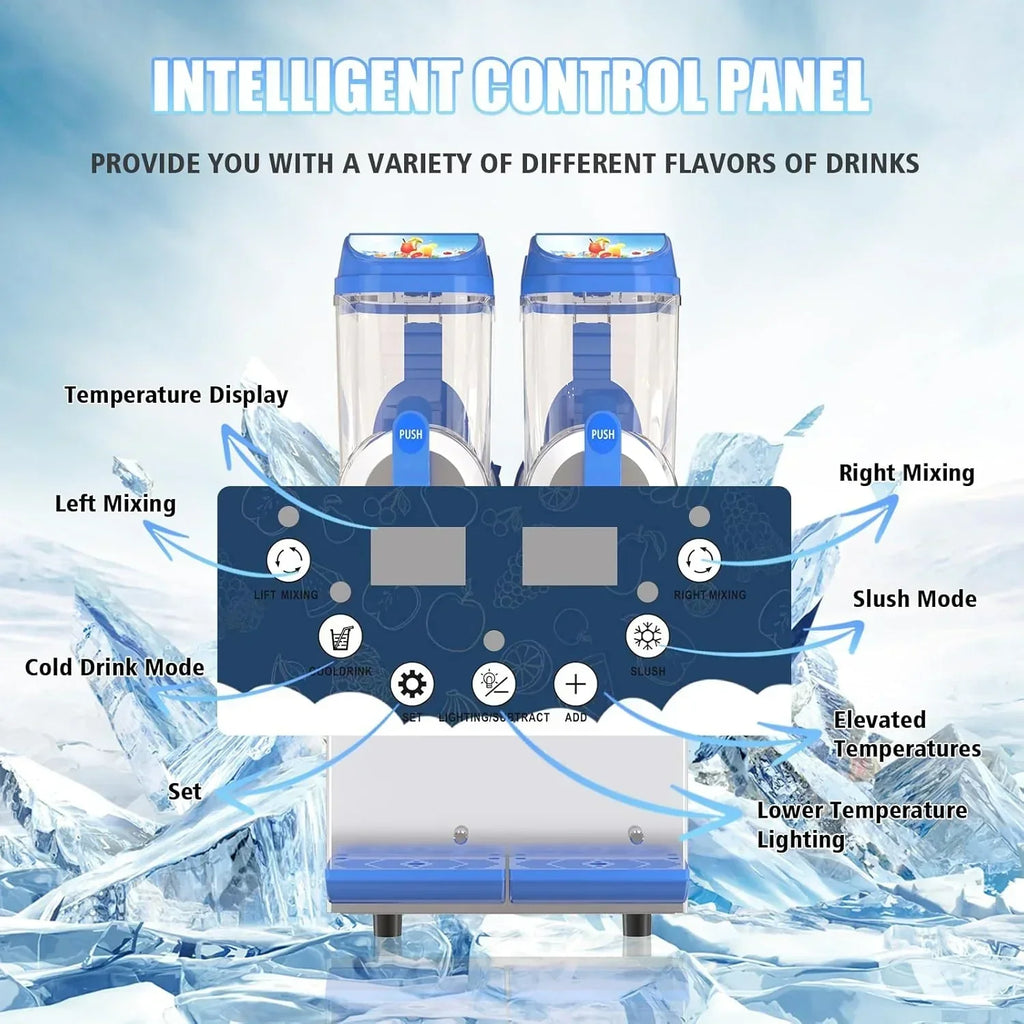 Commercial Slushy Machine - 1000W 30L Tanks Slush Maker Machine 304 Stainless Steel Commercial Margarita Machines Efficient Cooling the Ideal Slushie Maker for Bars Cafes Restaurants