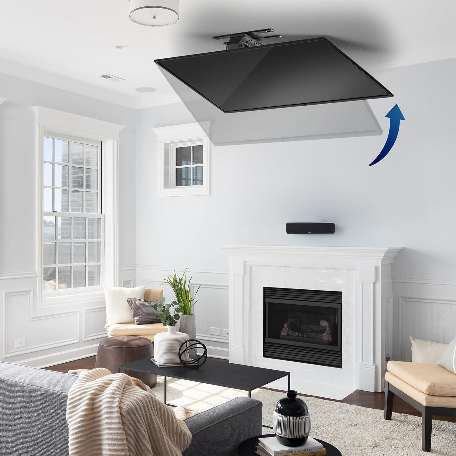 VIVO Electric Ceiling TV Mount, 37 70", Motorized, App Control, Black