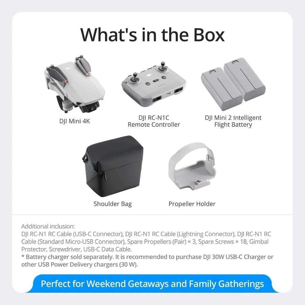 DJI Mini 4K, Drone with 4K UHD Camera for Adults, Under 249 g, 3-Axis Gimbal Stabilization, 10km Video Transmission, Auto Return, Wind Resistance, 1 Battery for 31-Min Max Flight Time, Intelligent Flight