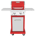 2-Burner Propane Gas Grill, Red �� Stainless Steel, 28,000 BTUs, Compact Design